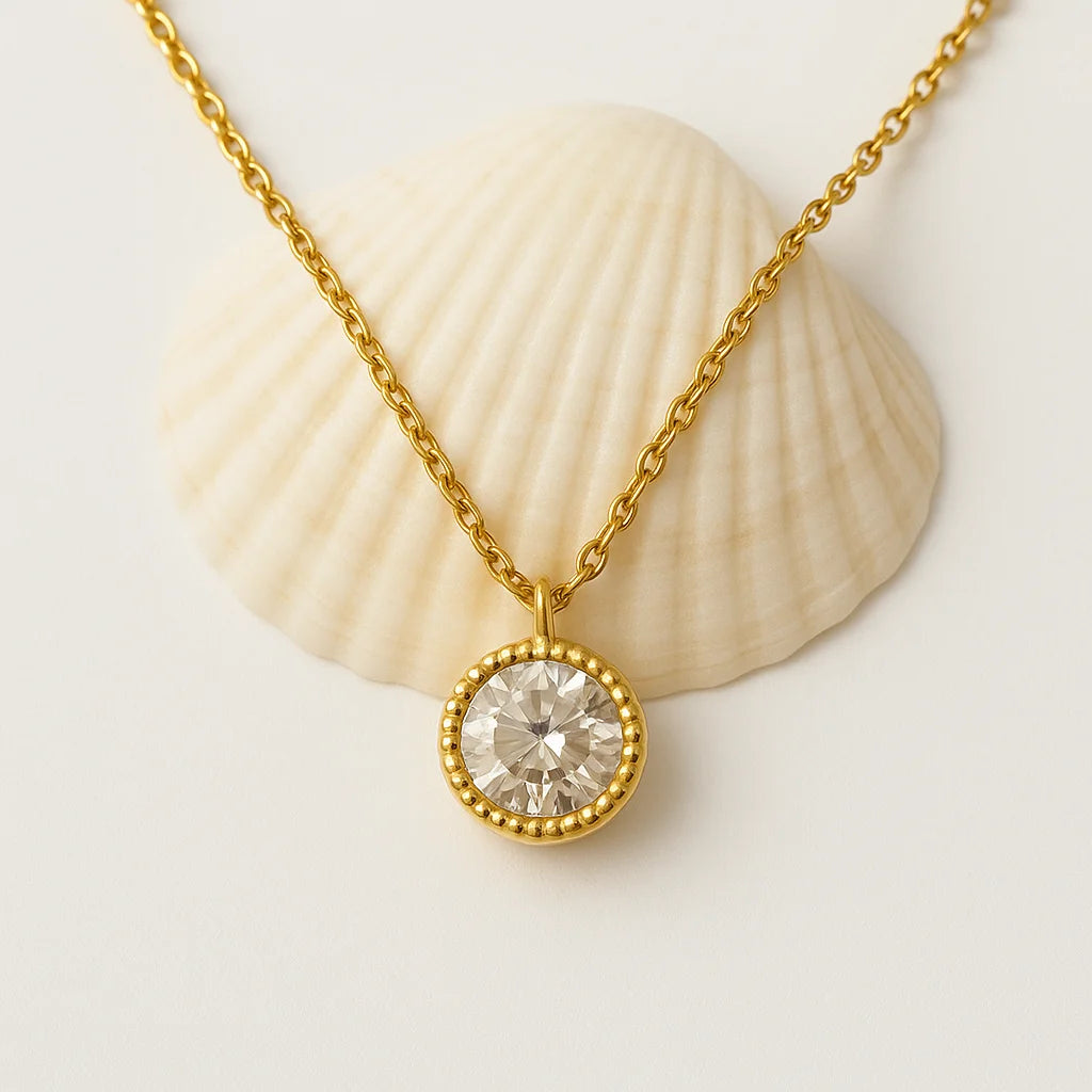 18k Gold plated |   Clear Crystal Necklace