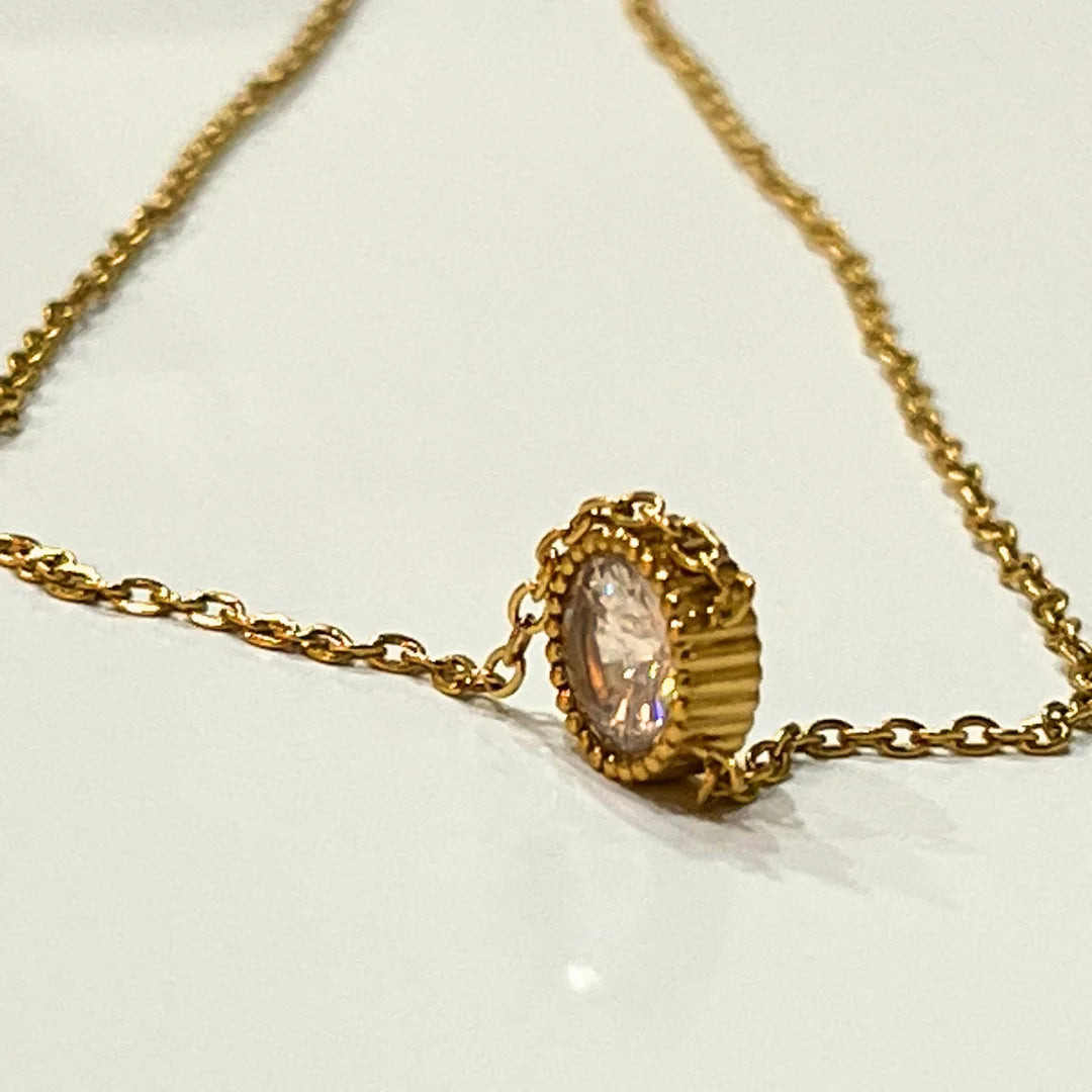 18k Gold plated |   Clear Crystal Necklace