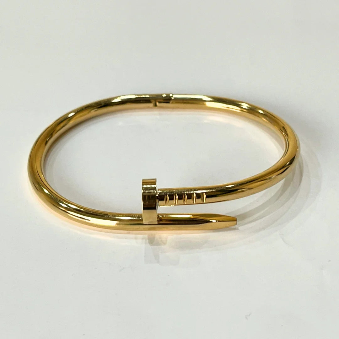 Nail Bangle – Bold Gold Cuff | Unisex | Waterproof & Anti-Tarnish