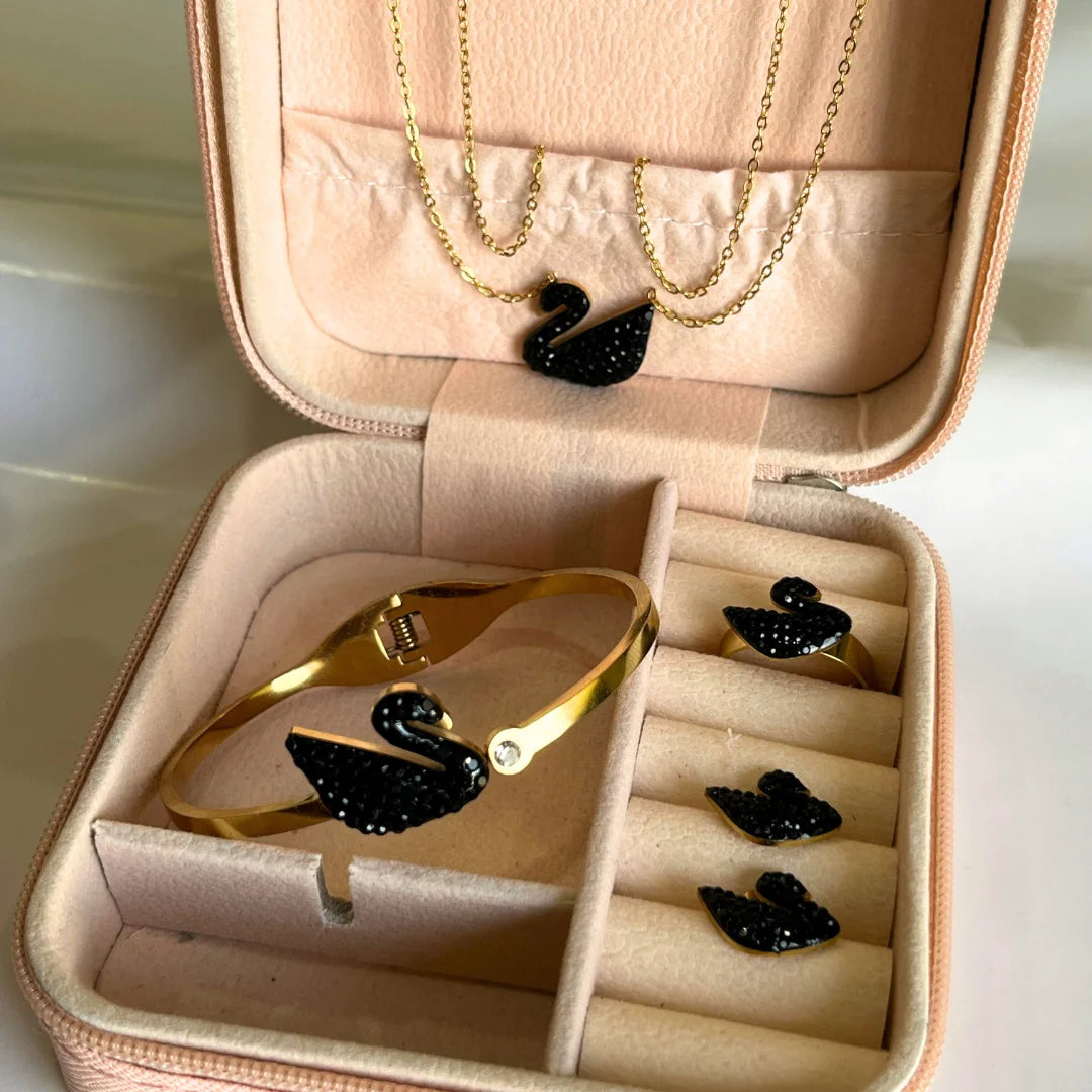 Black Swan Set - Necklace, Earrings, Handcuff & Ring Set