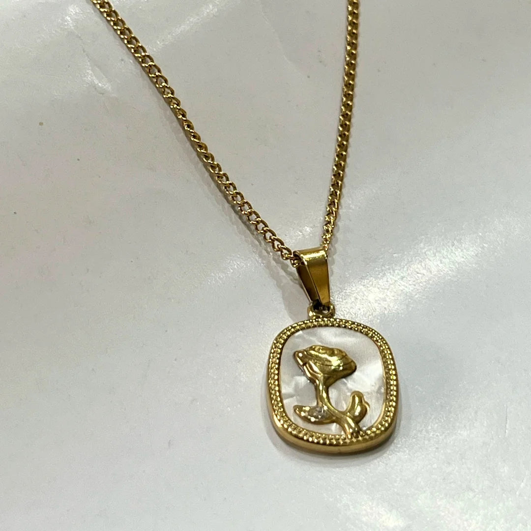 Golden Rose Pendant Necklace | Waterproof & Color Guaranteed