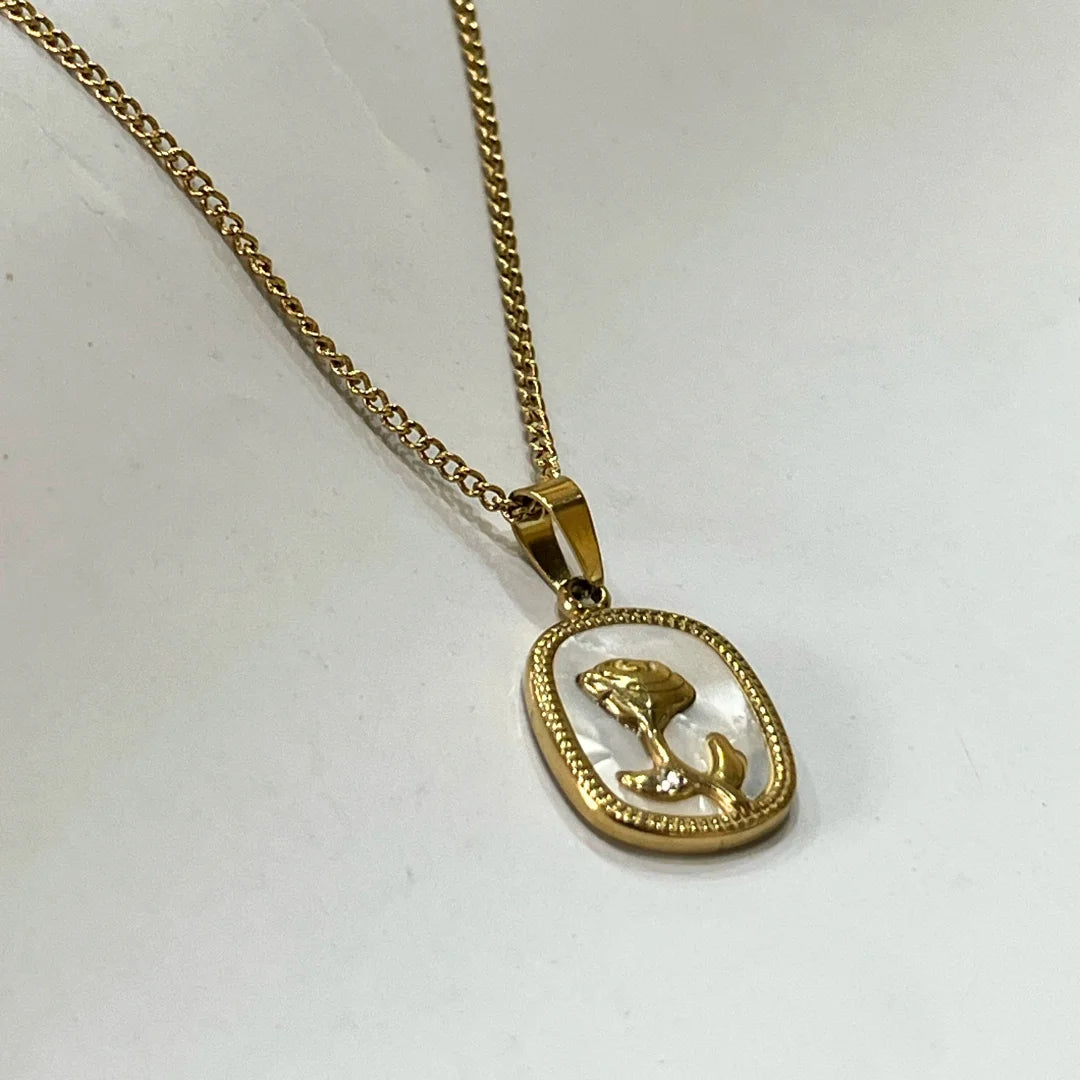 Golden Rose Pendant Necklace | Waterproof & Color Guaranteed