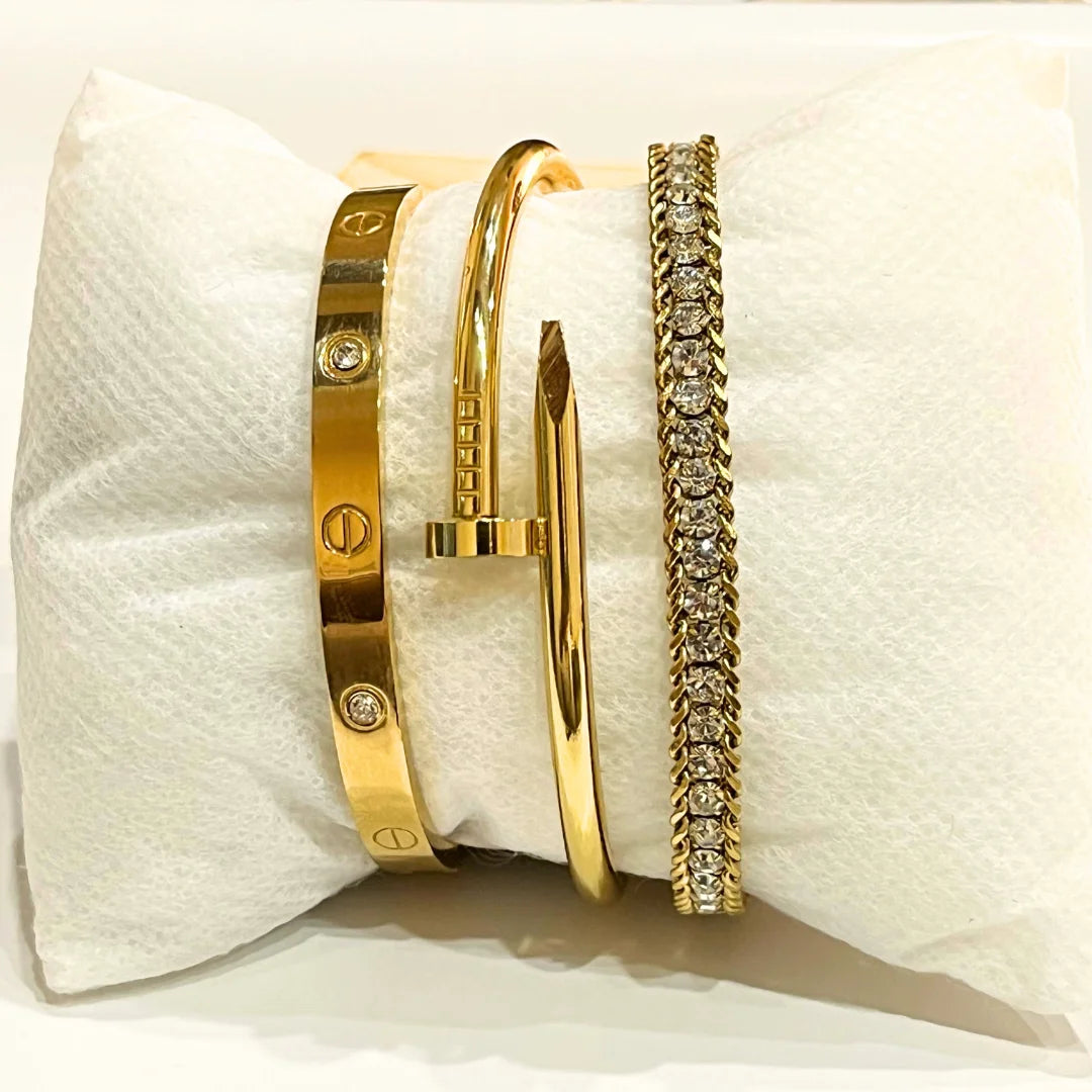 3 Bracelet Stack Set | Color Guaranteed & Hypoallergenic