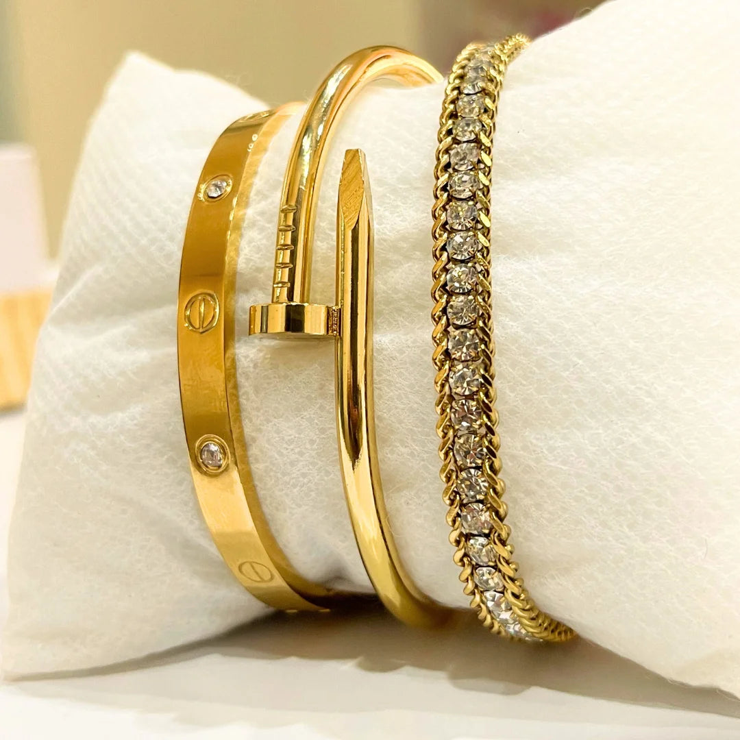 3 Bracelet Stack Set | Color Guaranteed & Hypoallergenic