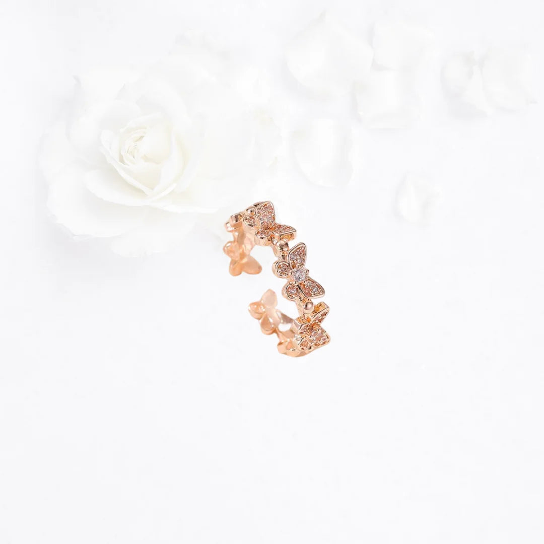 Elegant Rose Gold Butterfly Ring | Adjustable Ring